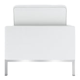 31" White And Silver Italian Leather Tufted Arm Chair